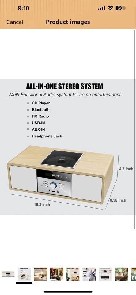 Vintage Wooden Hi-Fi Bluetooth Stereo System with CD Player - photo 4