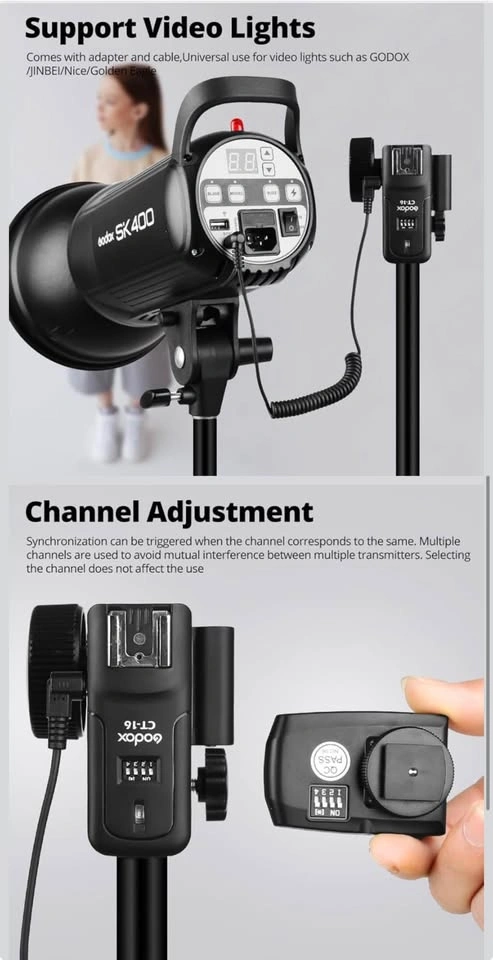 Godox CT-16 Wireless Radio Flash Trigger Set (Transmitter + 3 Re - photo 2