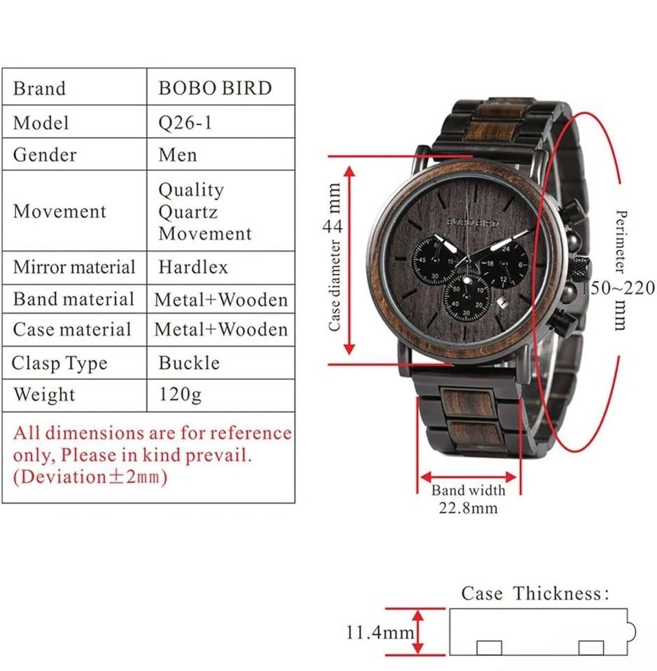BOBO BIRD Men's Wood & Steel Casual Watch - photo 4