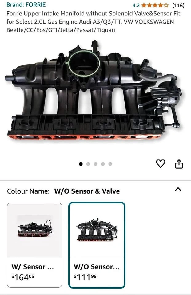 Upper Intake Manifold without Solenoid Valve & Sensor