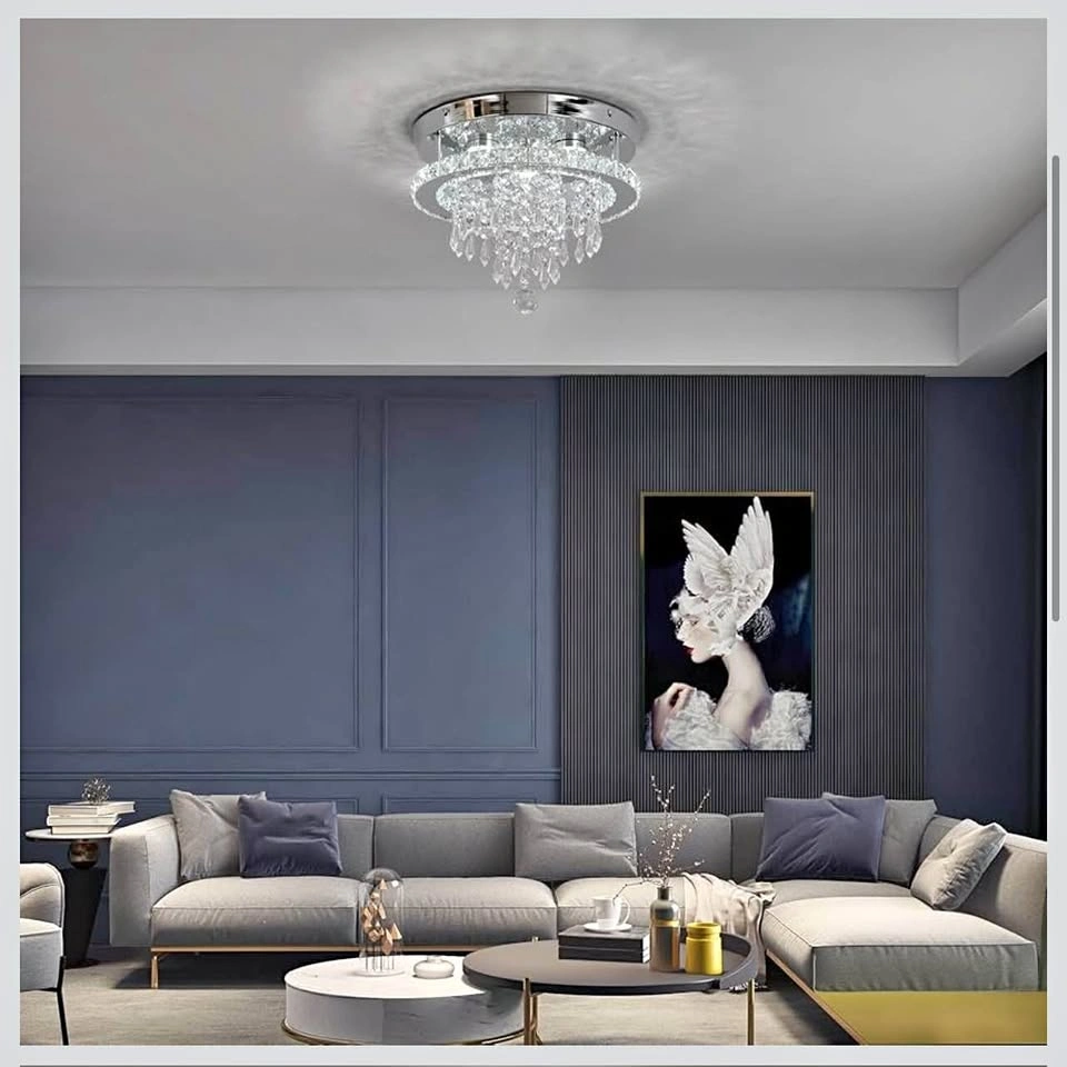 Deckrico Modern Crystal Chandelier 11.8" LED Ceiling Light