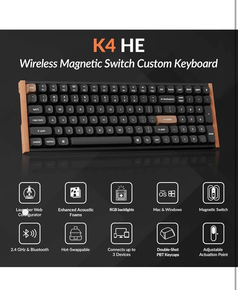 Keychron K4 HE 96% Wireless Magnetic Switch Gaming Keyboard - photo 4