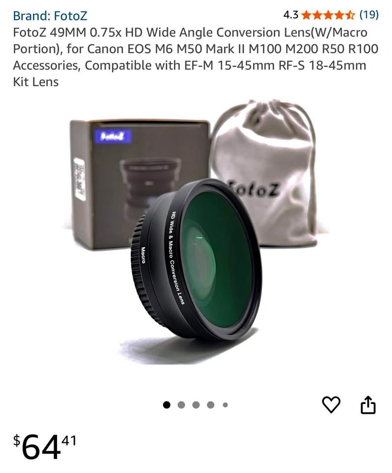 FotoZ 49MM 0.75x HD Wide Angle Conversion Lens
