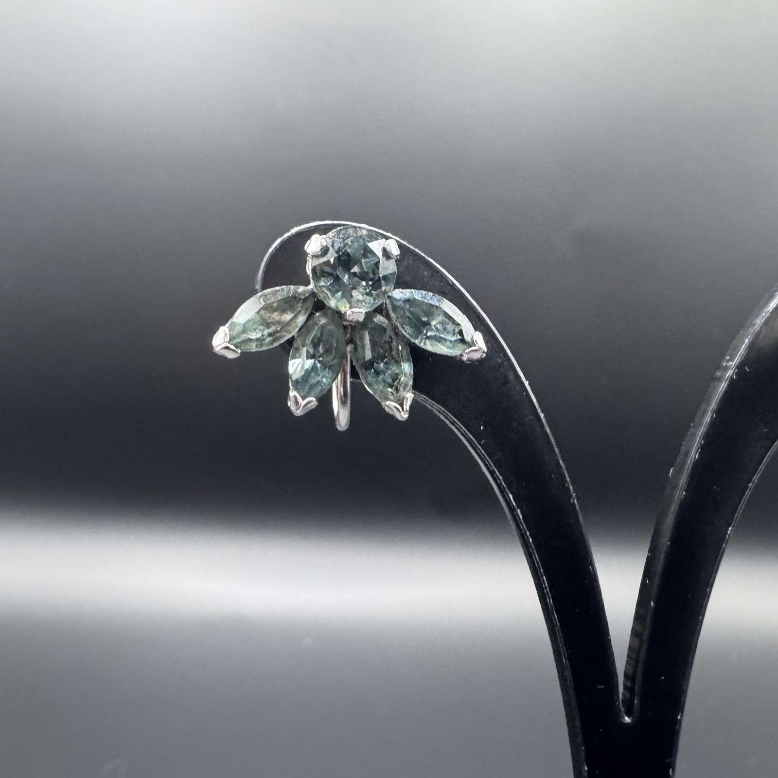 Vintage signed Sherman screw back earrings, teal - photo 2
