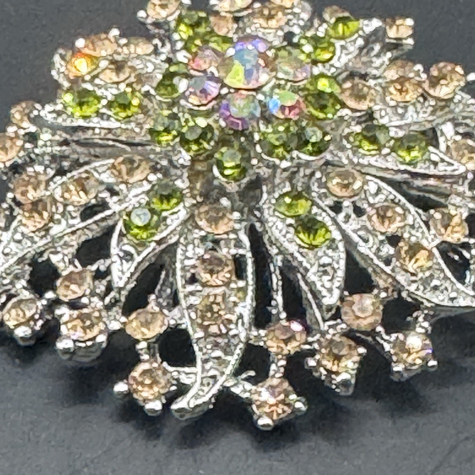 Large Vintage Sunflower Rhinestone Brooch