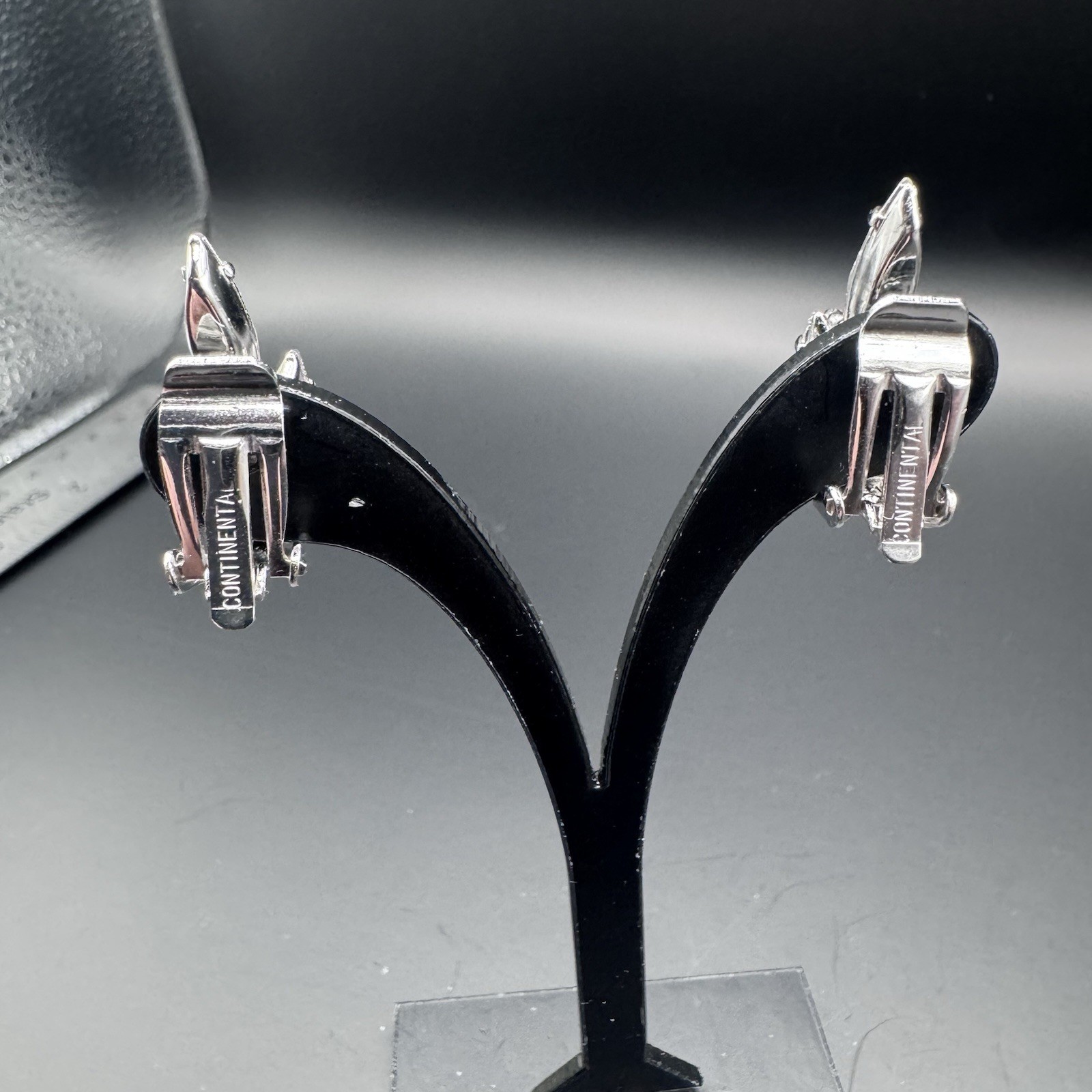 Vintage Signed Continental Rhinestone Clip-On Earrings - photo 5
