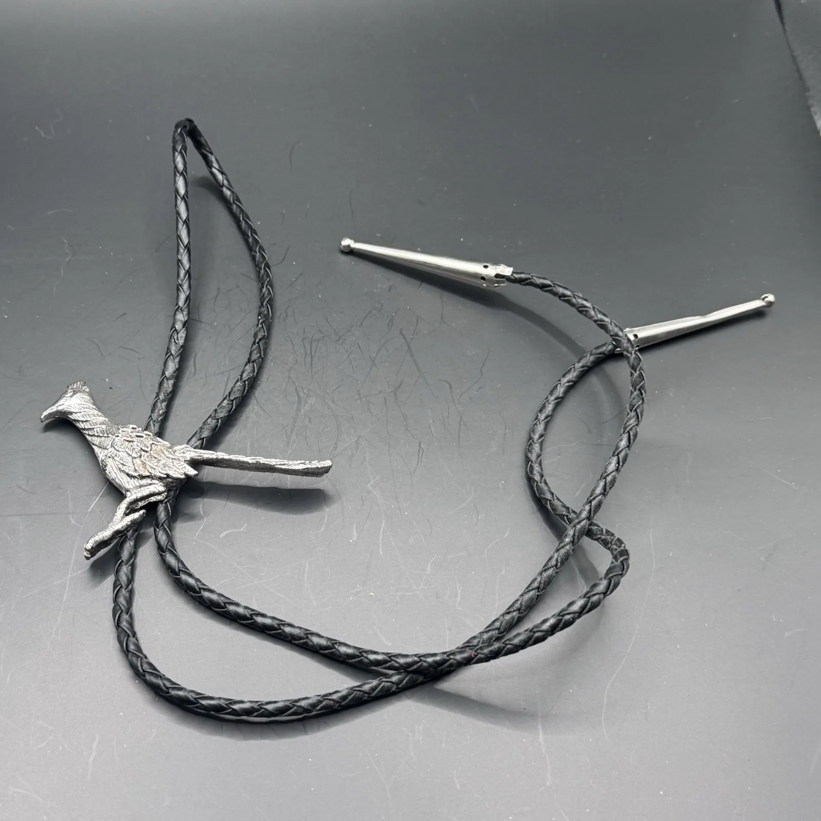 Vintage Bolo Tie with Large Silver Roadrunner Design - photo 2