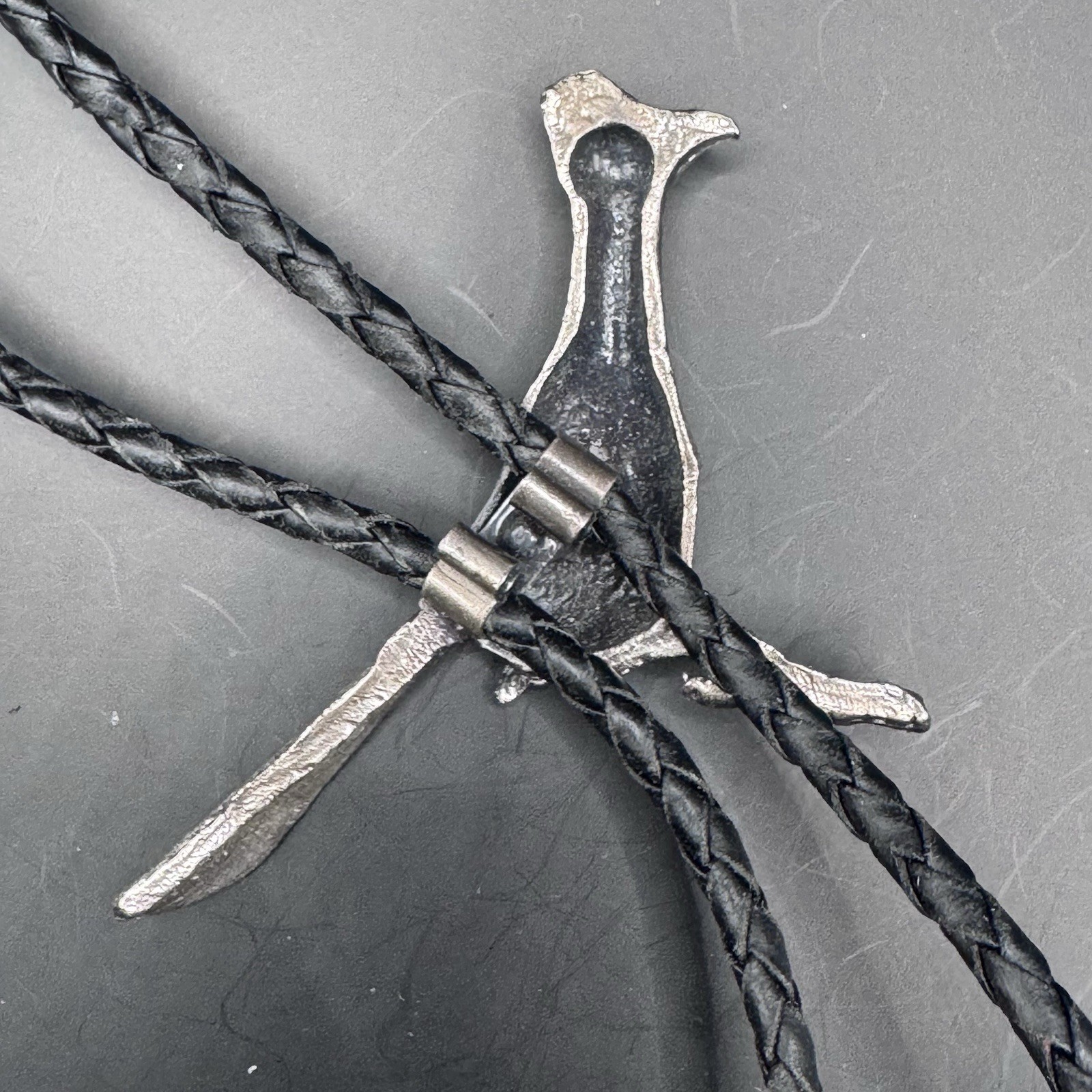 Vintage Bolo Tie with Large Silver Roadrunner Design - photo 4