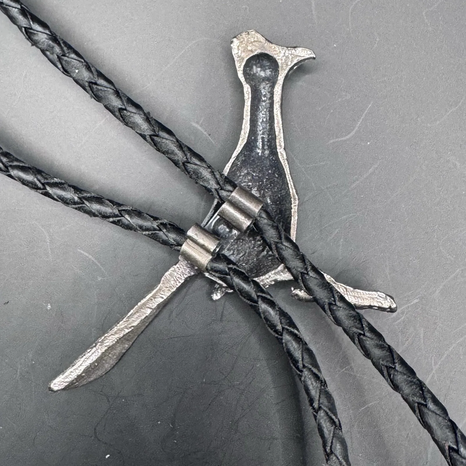 Vintage Bolo Tie with Large Silver Roadrunner Design - photo 4