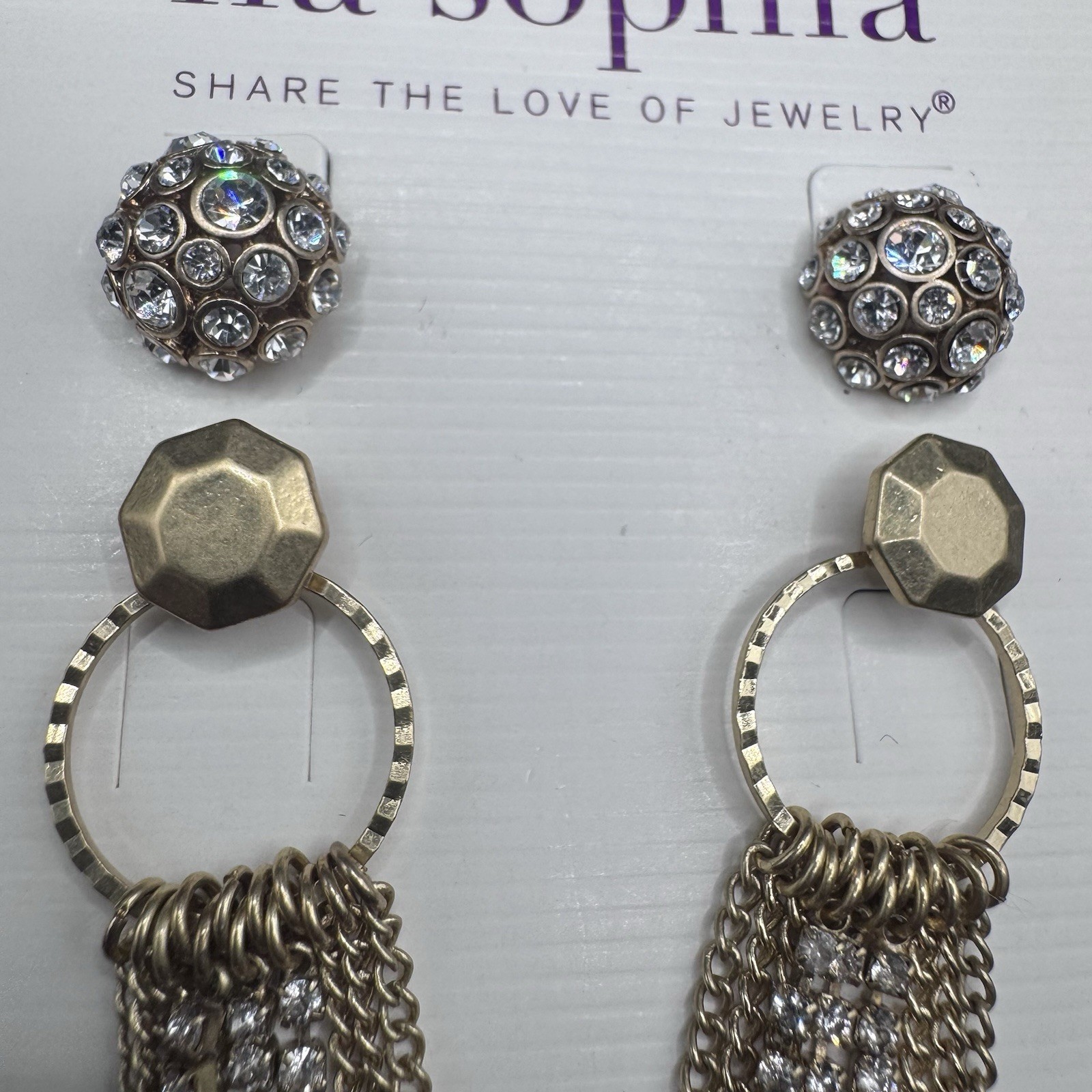Lia Sophia retired Quattro gold tone dangling earrings