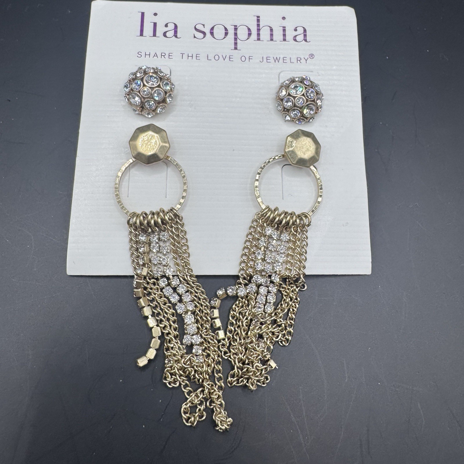 Lia Sophia retired Quattro gold tone dangling earrings - photo 2