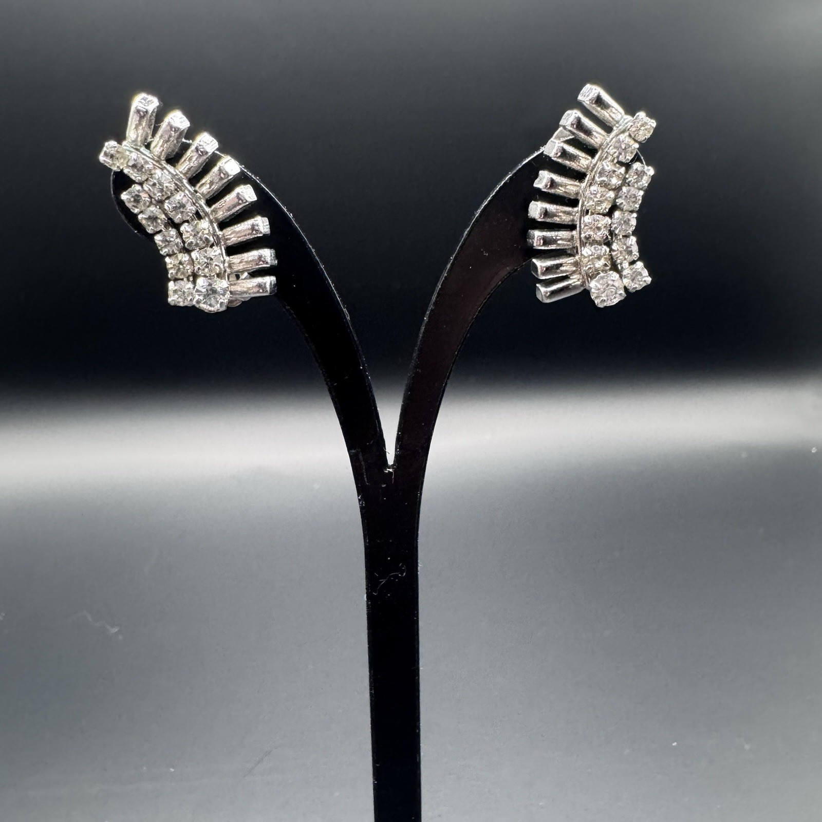 Vintage Austrian Crystal & Silver Tone Clip-On Earrings