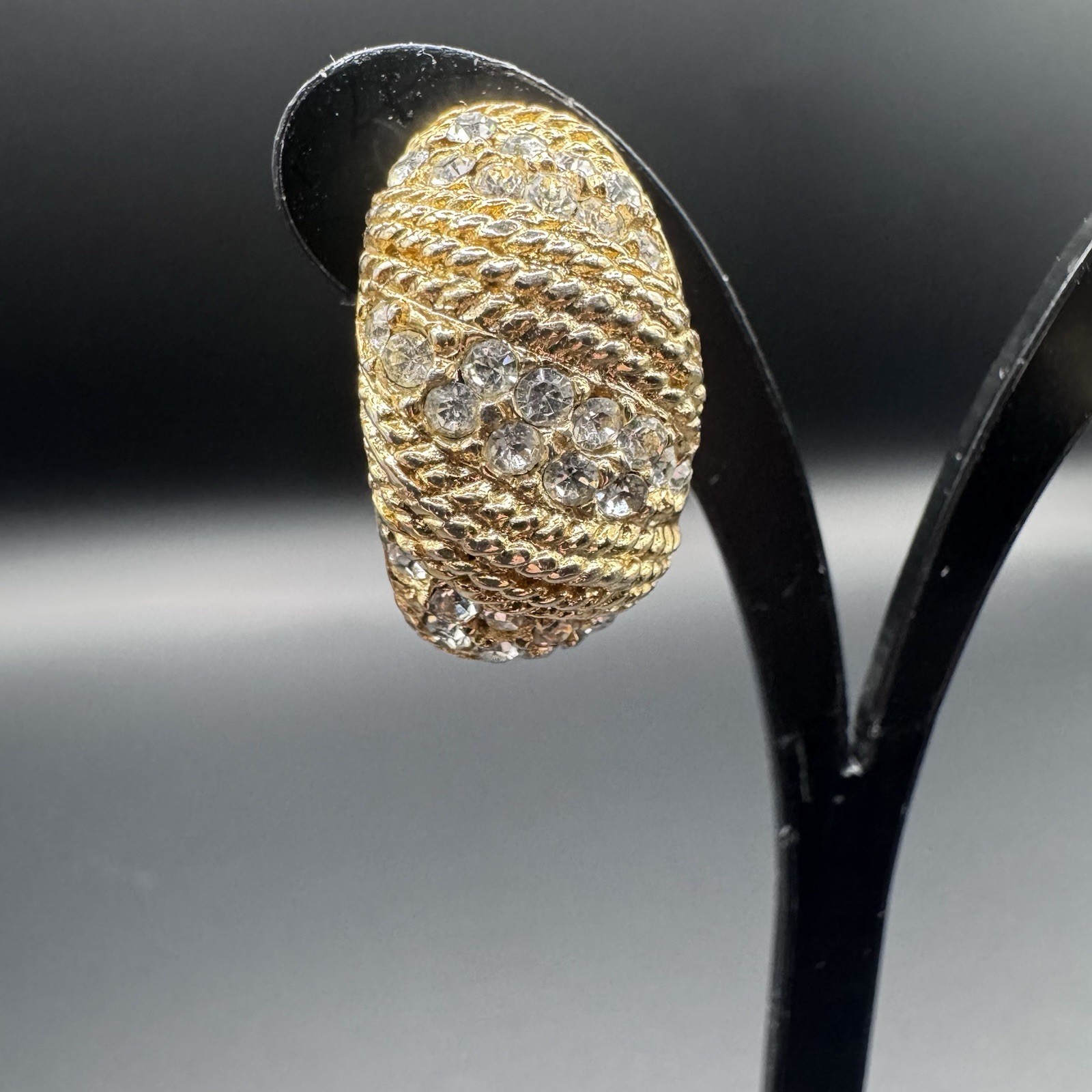 Vintage Sarah Coventry Clip-On Earrings - Gold & Rhinestone - photo 2