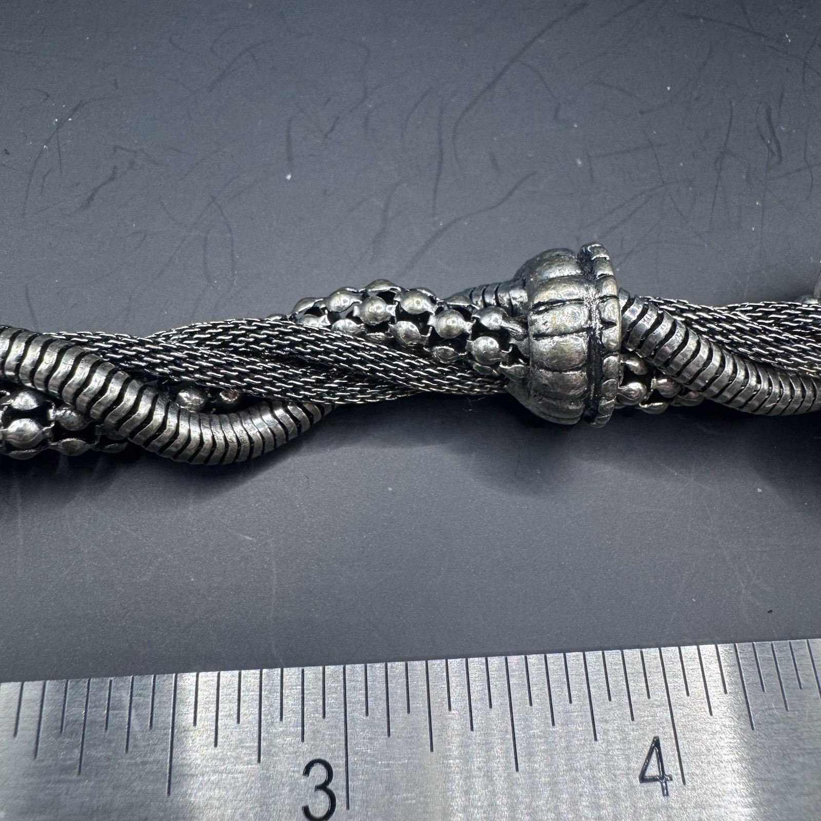 Y2K Rhinestone Barrel Bead Mesh Chain Bracelet - photo 5