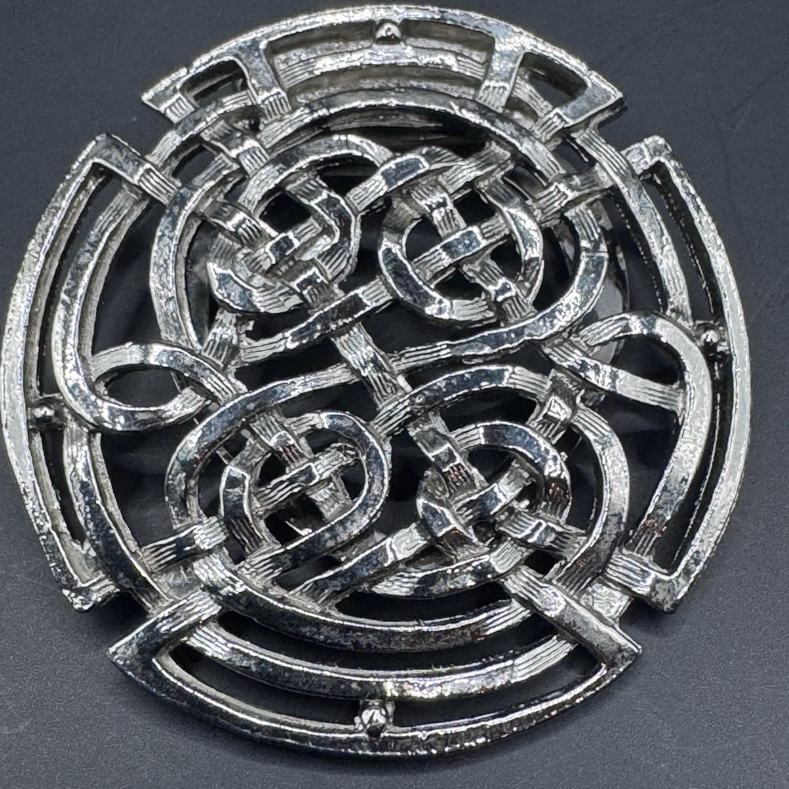 Vintage Silver Toned Scarf Clip - Celtic Design