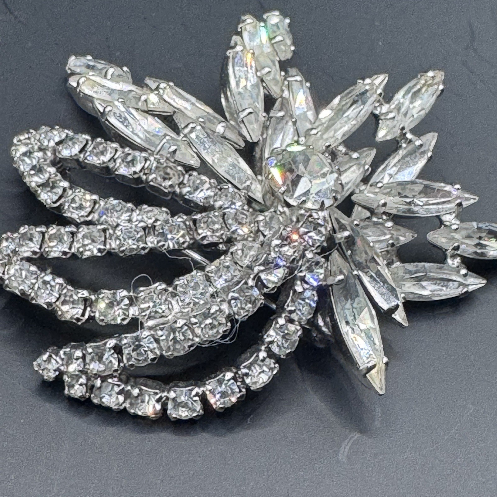 Vintage Rhinestone Flower Brooch - photo 2