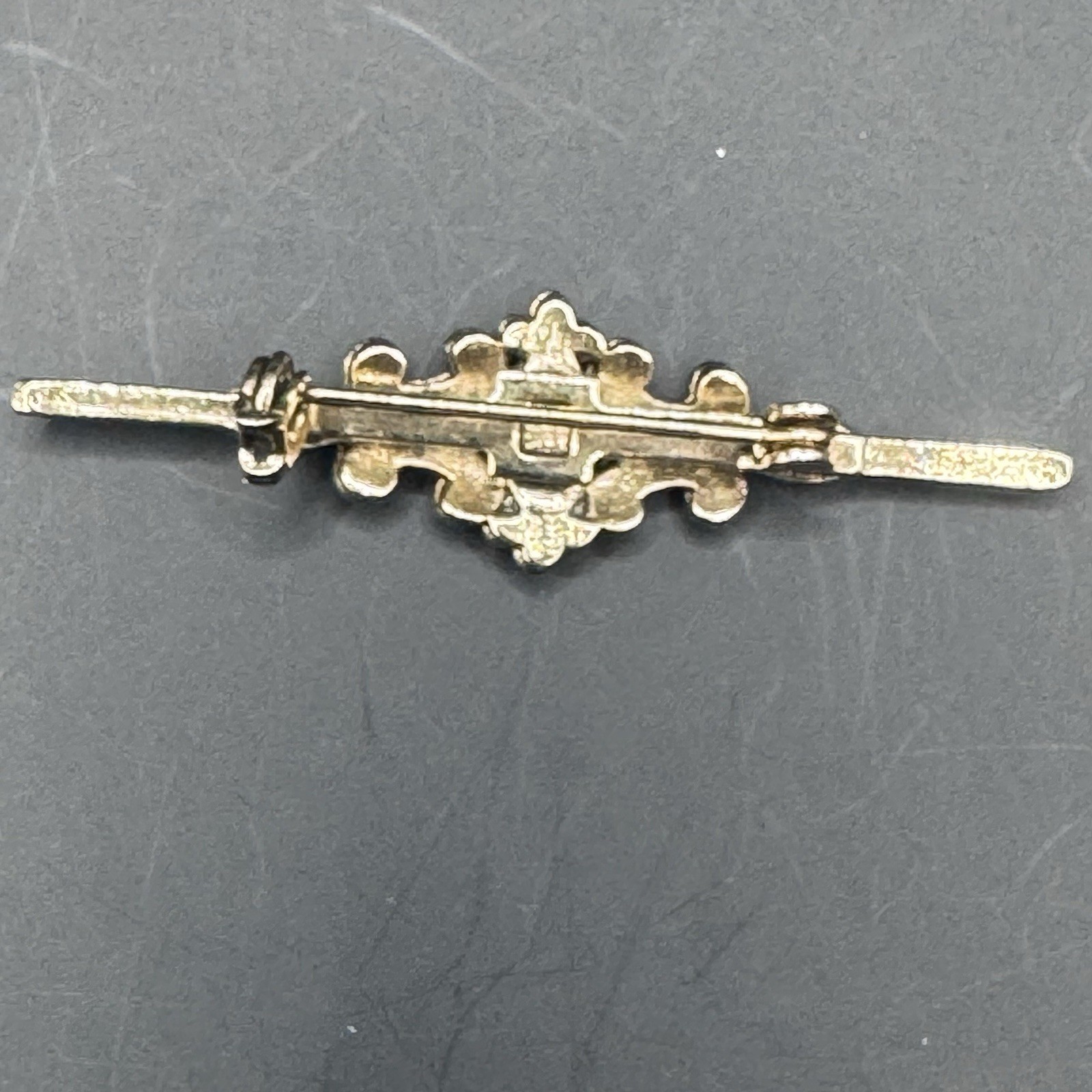 Victorian/Edwardian Reproduction Gold Tone Bar Pin w/ Amethyst C - photo 3
