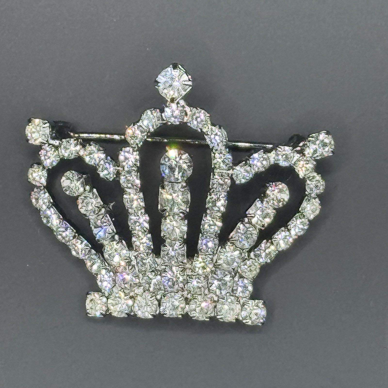 Vintage Rhinestone Crown Brooch