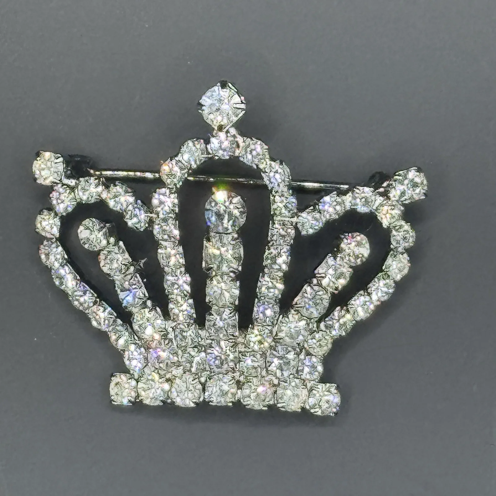 Vintage Rhinestone Crown Brooch