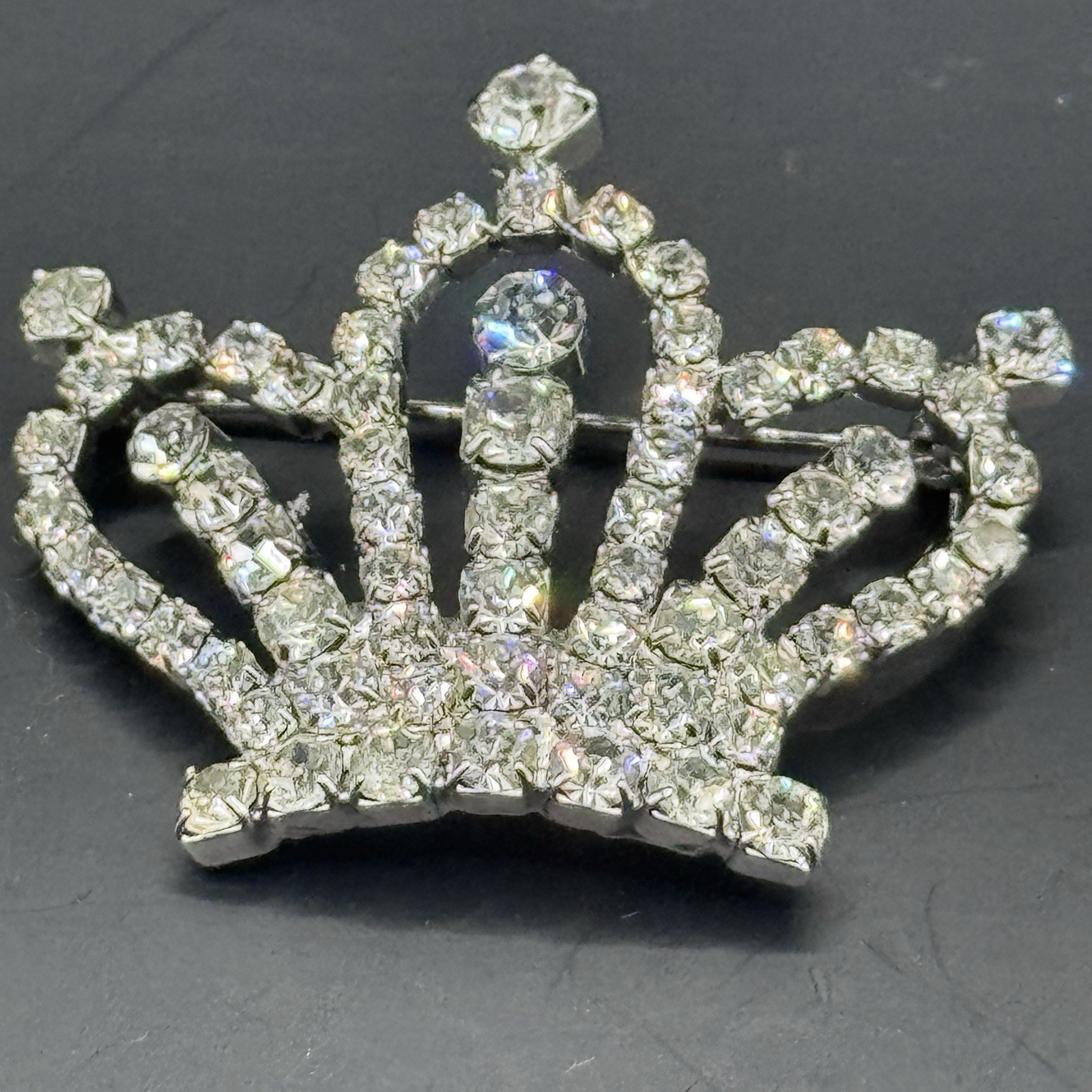 Vintage Rhinestone Crown Brooch - photo 3