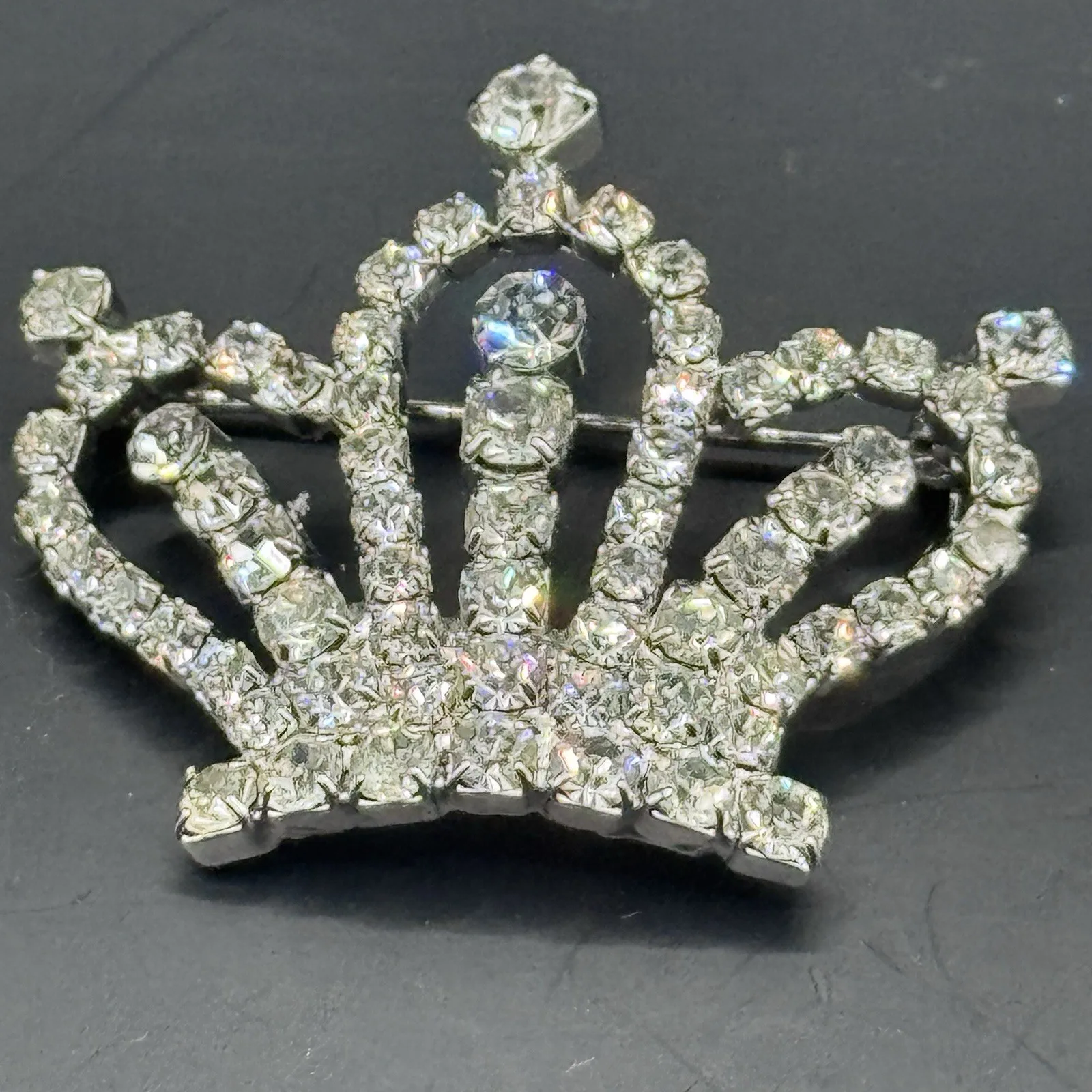 Vintage Rhinestone Crown Brooch - photo 3