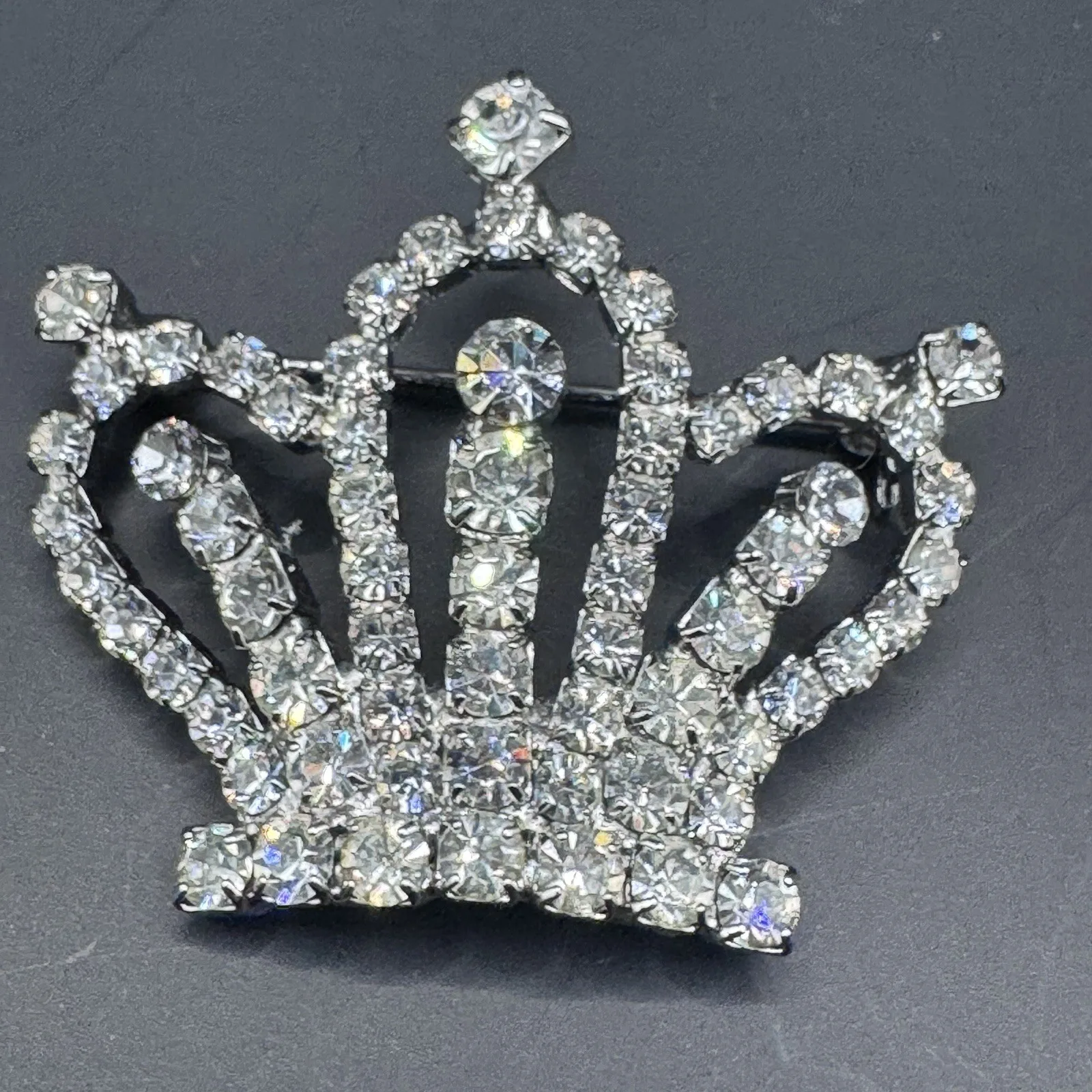 Vintage Rhinestone Crown Brooch - photo 4