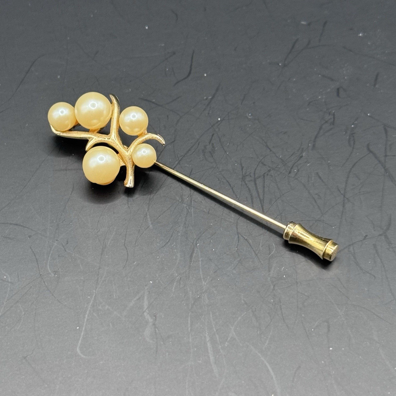 Faux pearl, Victorian revival gold tone stick pin - photo 2