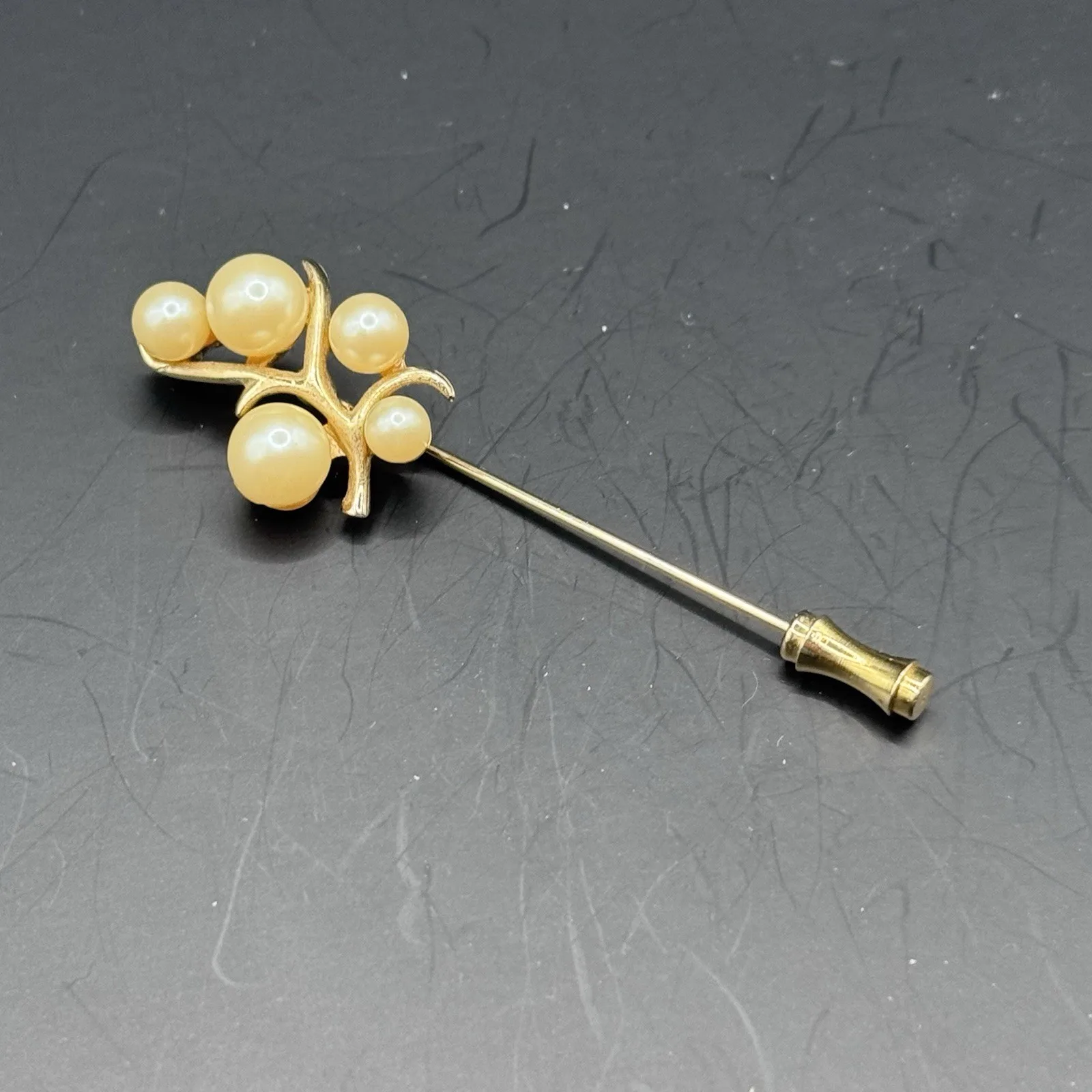 Faux pearl, Victorian revival gold tone stick pin - photo 2