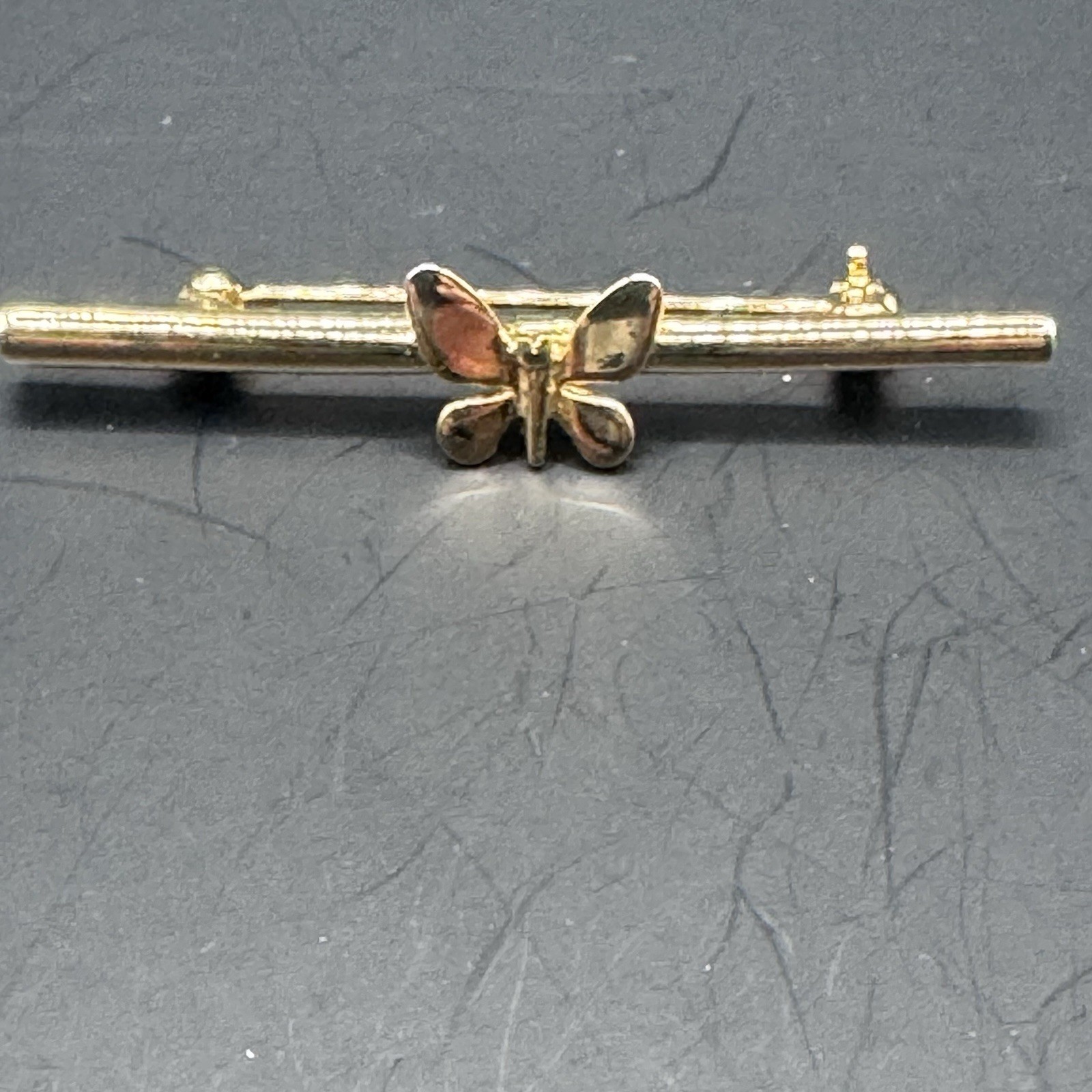Victorian Reproduction Gold Tone Bar Pin with Butterfly - photo 2