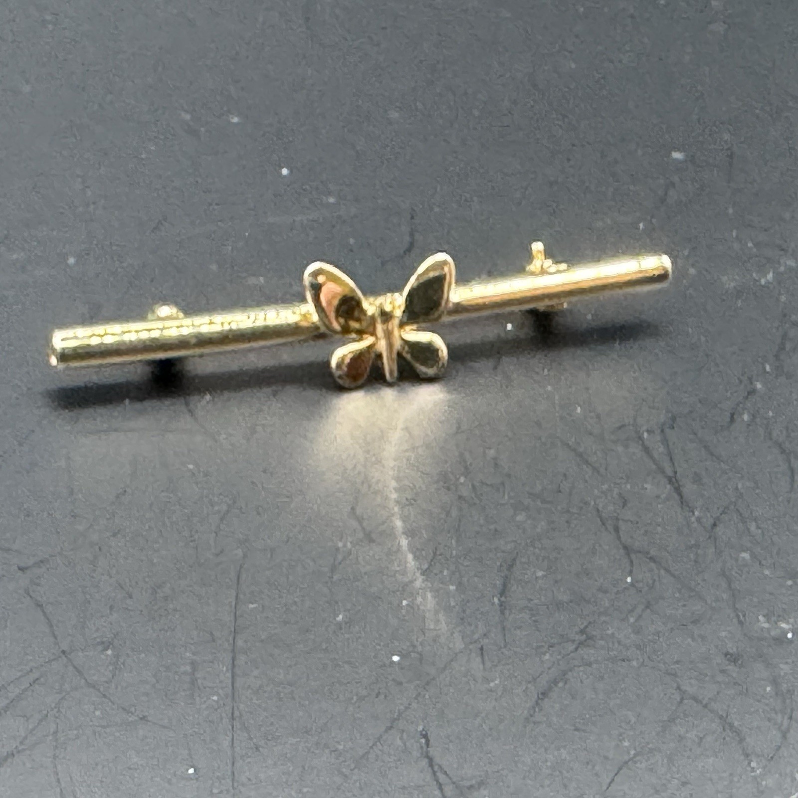 Victorian Reproduction Gold Tone Bar Pin with Butterfly - photo 3