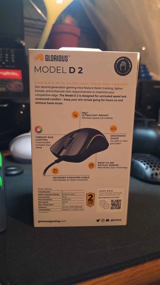 Glorious Model D 2 Gaming Mouse - Ultralight (58g) - photo 3