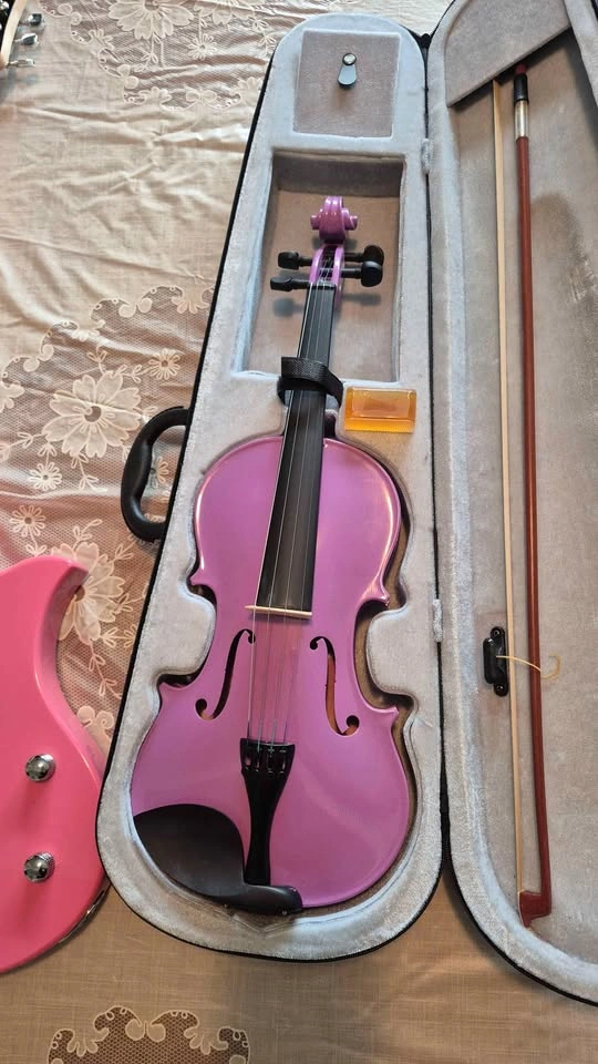 Pink Electric Guitar and Purple Violin for Sale - photo 3