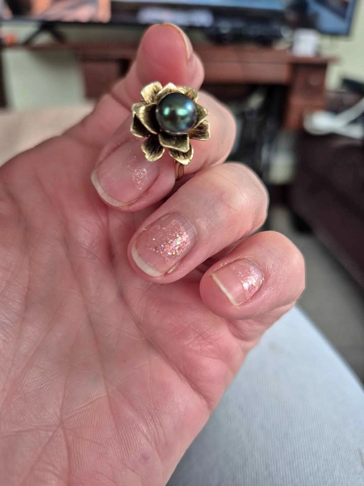 Vintage 14K Gold Pearl Flower Ring - 1940s-50s (Size 7)