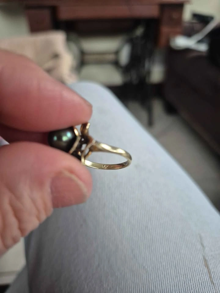 Vintage 14K Gold Pearl Flower Ring - 1940s-50s (Size 7) - photo 2