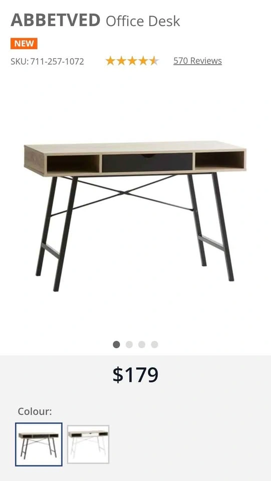 Annette Desk Light Oak & Black - photo 5