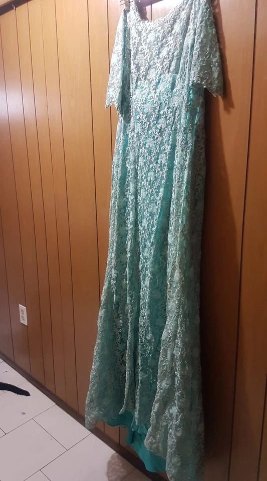 Blue-Gold Floral Party Dress - photo 2