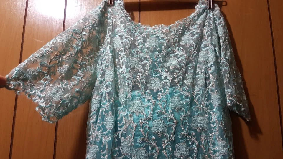 Blue-Gold Floral Party Dress - photo 4