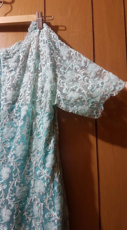 Blue-Gold Floral Party Dress - photo 5