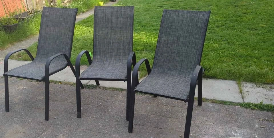1 Grey Black Outdoor Patio Chairs - photo 2