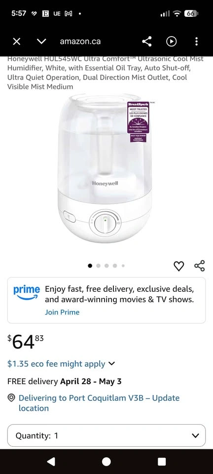 Honeywell Cool Mist Humidifier - photo 3
