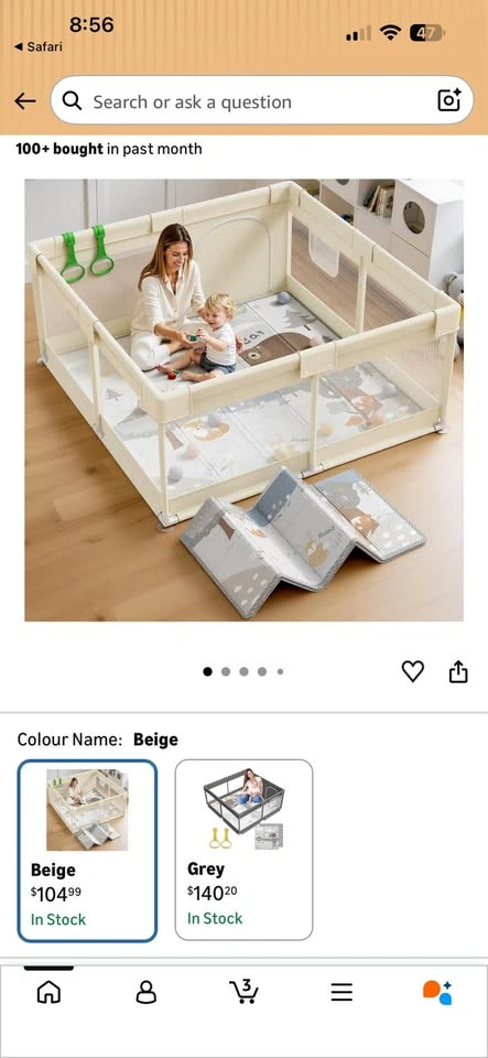 Fodoss Baby Playpen with Mat 47x47 Beige Play Yard - photo 2