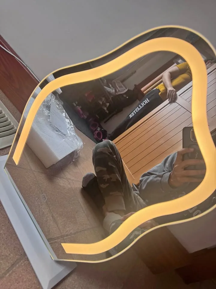 Modern Wavy LED Lighted Mirror