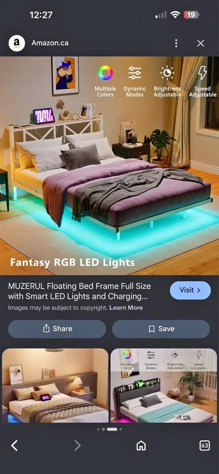 HOOBRO Full Bed Frame w/ LED Lights & Charging