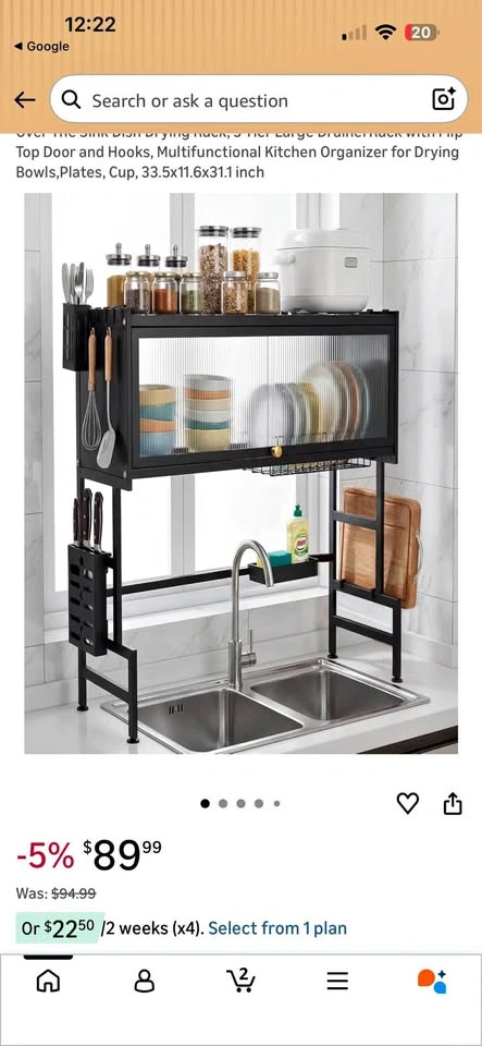 Over Sink Dish Drying Rack Kitchen Organizer w/ Cabinet & Holder