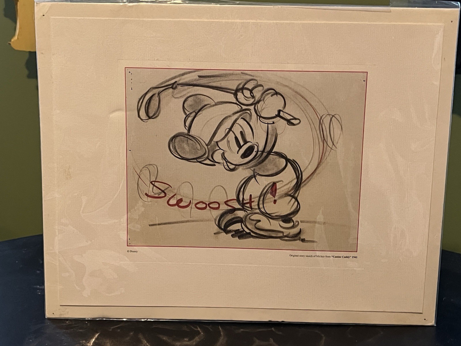 Mickey Mouse "Canine Caddy" Disney 1941 Sketch Reprint 10"x13"