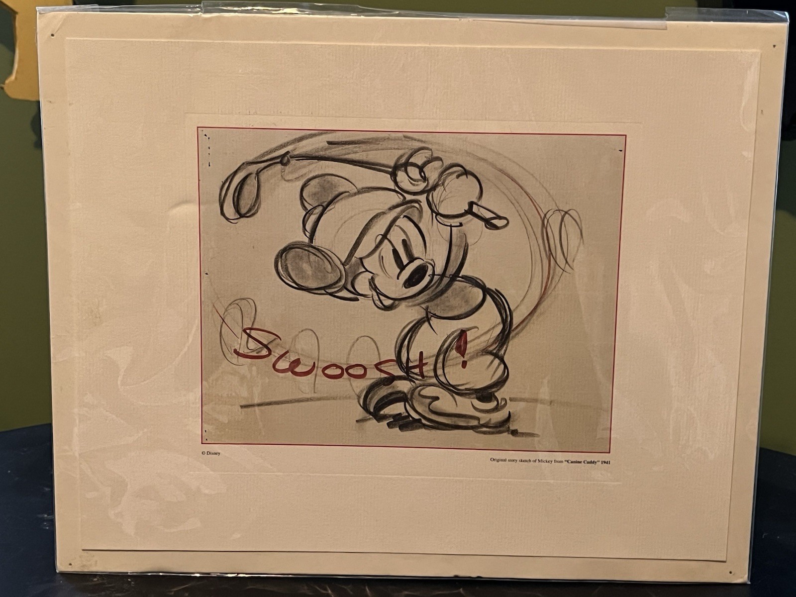 Mickey Mouse "Canine Caddy" Disney 1941 Sketch Reprint 10"x13" - photo 2