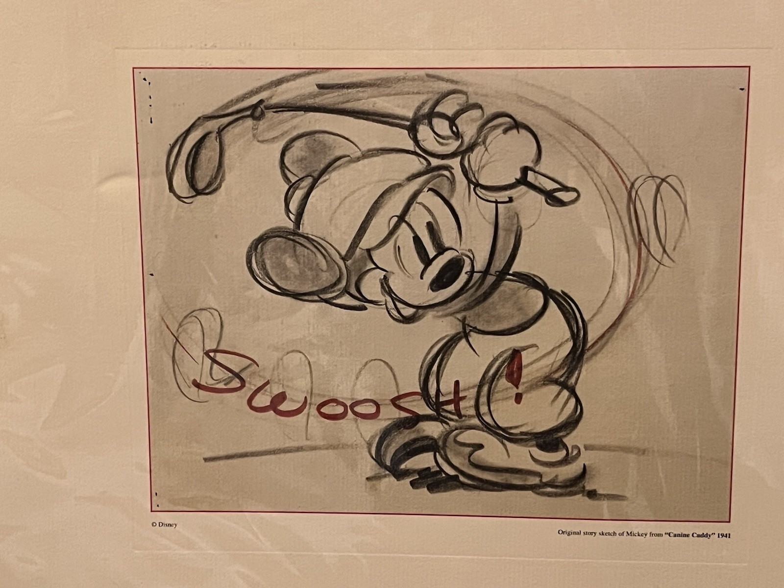 Mickey Mouse "Canine Caddy" Disney 1941 Sketch Reprint 10"x13" - photo 3