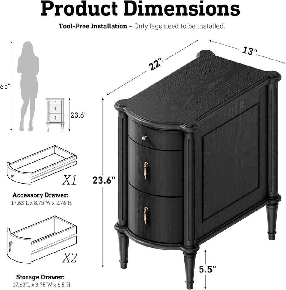 NEW Nightstand with Charging Station JU105298 - photo 2