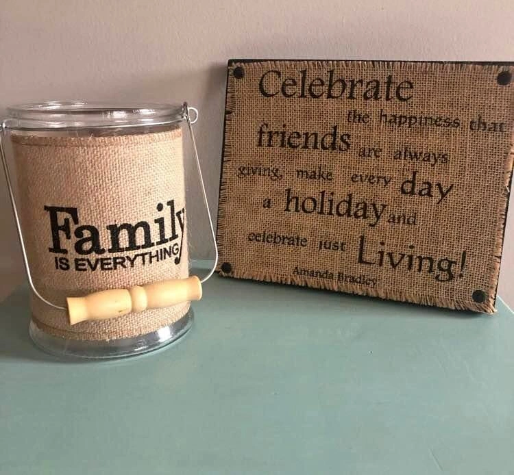 Family Candle Holder and HALLMARK Decorative Plaque Set