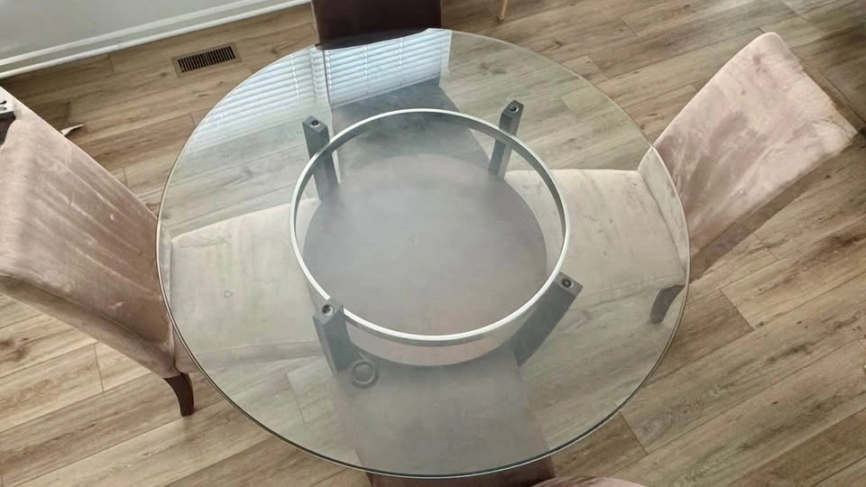 48 inch Round Glass Top Dining Table with 4 Chairs - photo 2